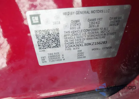 2019 GMC Acadia Denali из США, поврежденный, VIN 1GKKNXLS0KZ156283